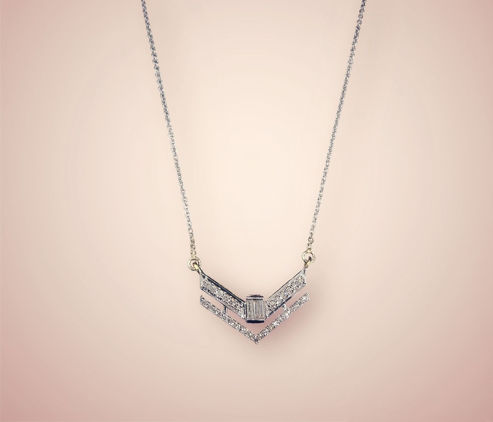 Dazzling Brilliant double line DIAMOND PENDANT SET_2