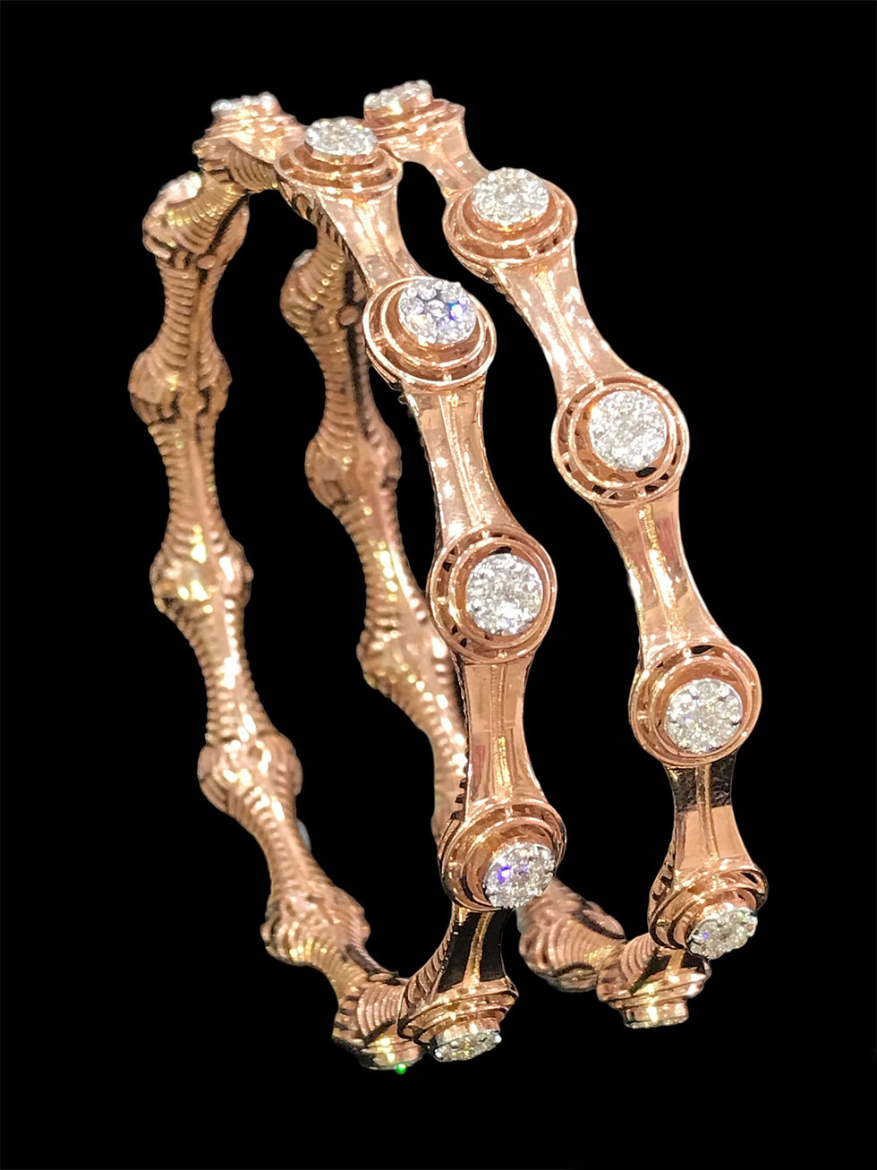 Thumbnail: Premium quality rose gold round cluster setting diamond bangles fine jewellery_4