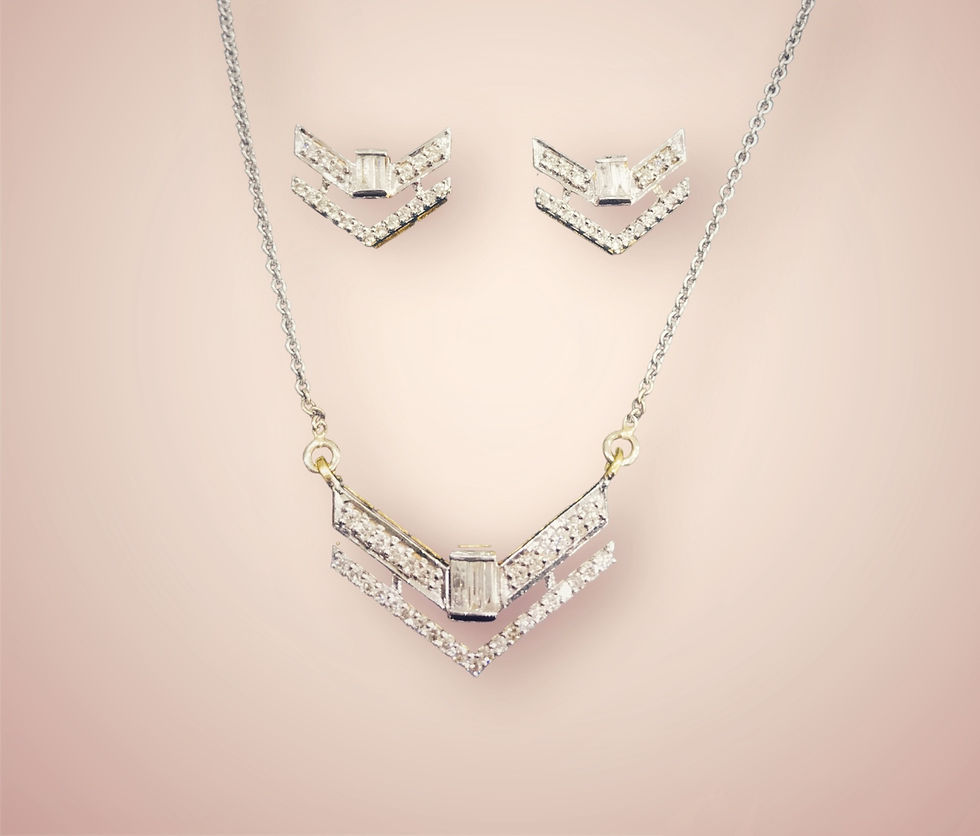 Dazzling Brilliant double line DIAMOND PENDANT SET_1