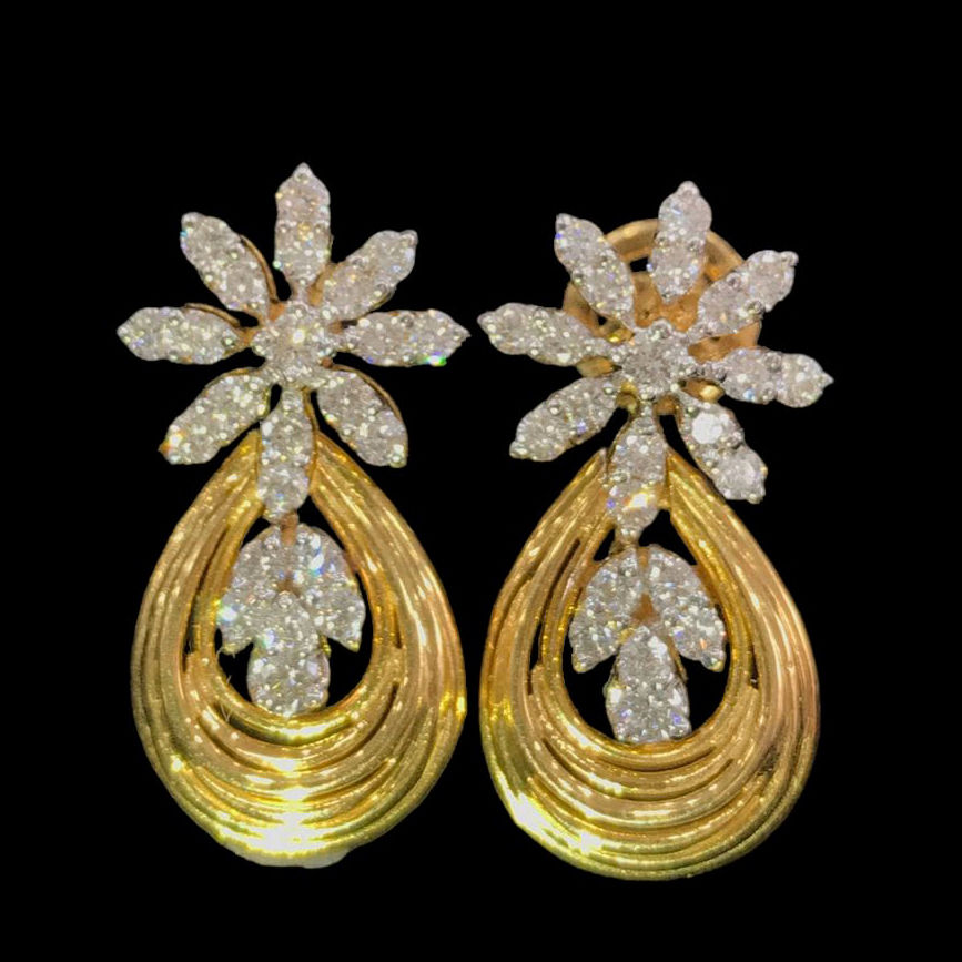 Dewdrop Delight Floral natural diamonds earrings ,making you a style sensation _1