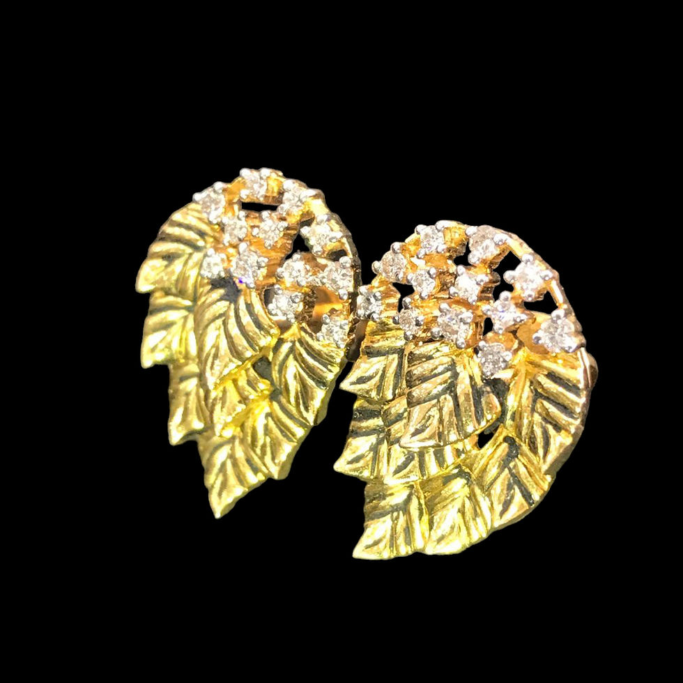Gorgeous Leaf motif stud earrings with stunning natural diamonds _1