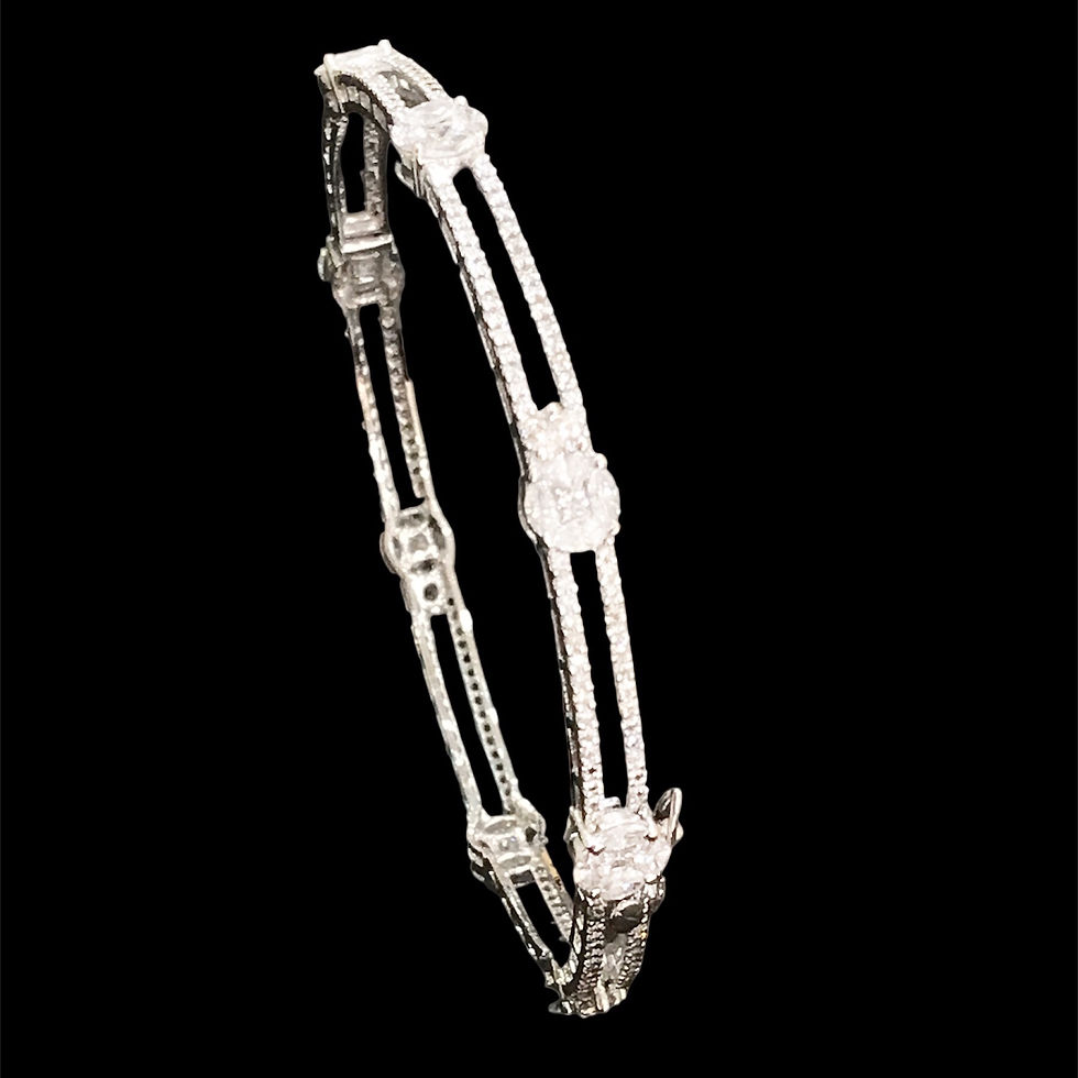 Thumbnail: Shimmering Round and Pear precious setting single Bangle_4
