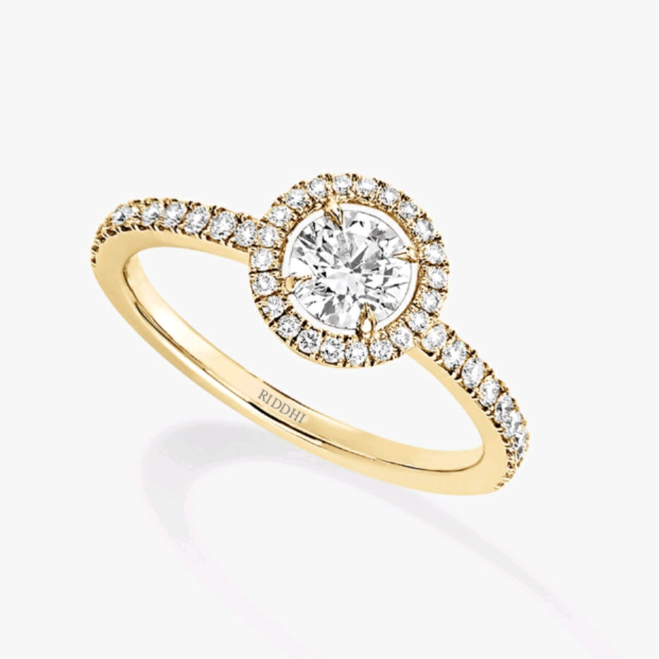 Classix 0.45 carat Round Solitaire Halo Diamond Ring _1