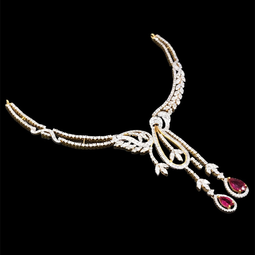 Thumbnail: Show-stopping round and baguette cut with Ruby natural diamond necklace_3
