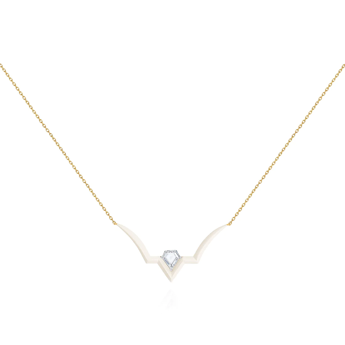 Taura necklace with shield portrait cut diamond