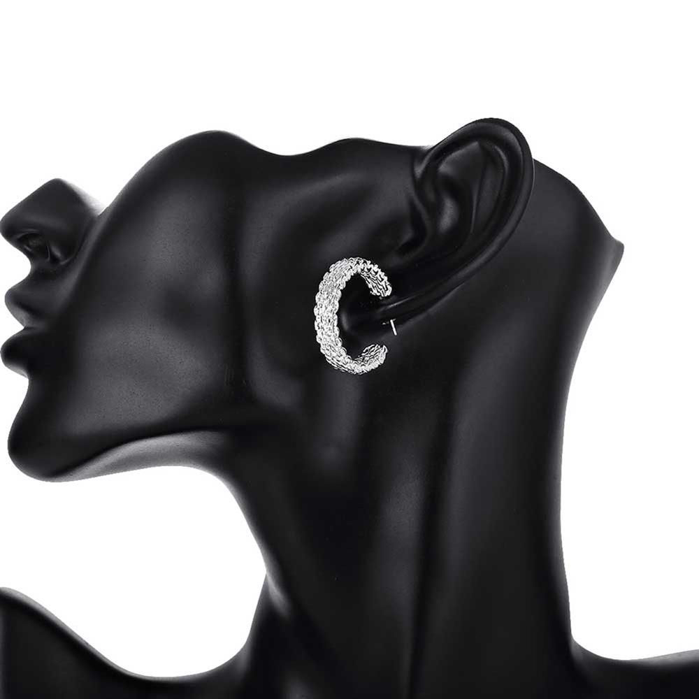 Silver Weave Hoops