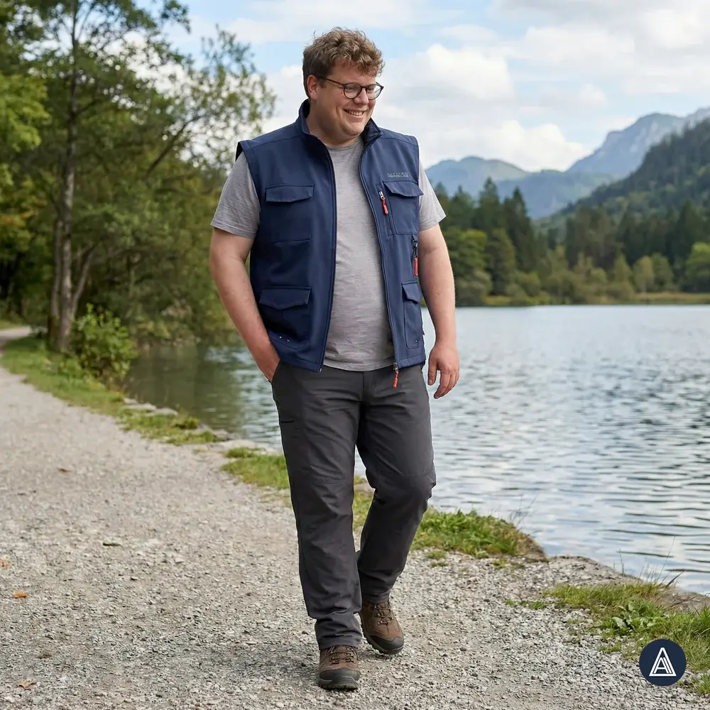 ADAMO 169104 Outdoor Weste bis 12XL in schwarz und marine ist der perfekte Begleiter bei ihren Freizeitaktivitäten.
