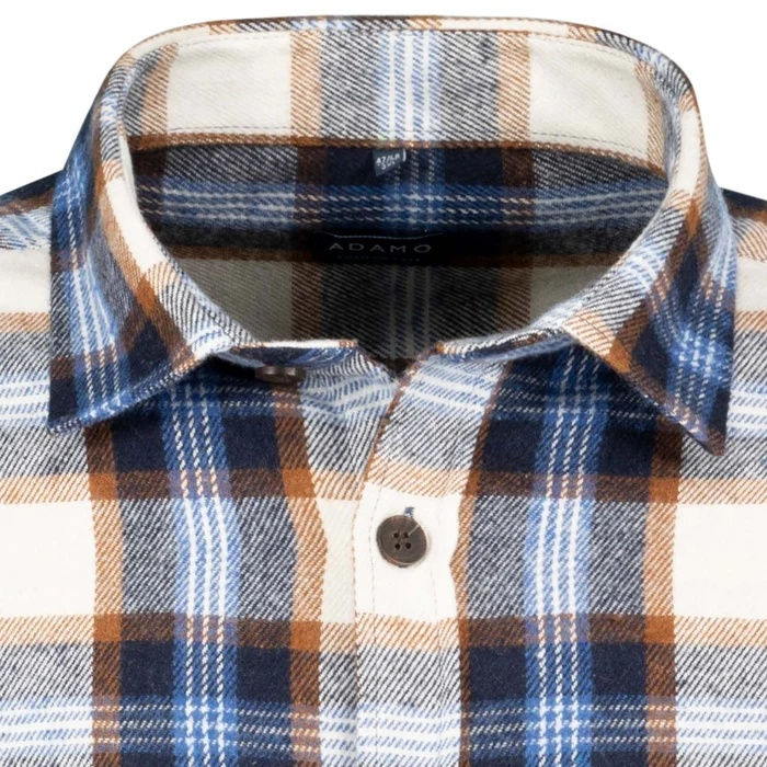 ADAMO 177620 Flanellhemd langarm Karodessin blau bis 10XL