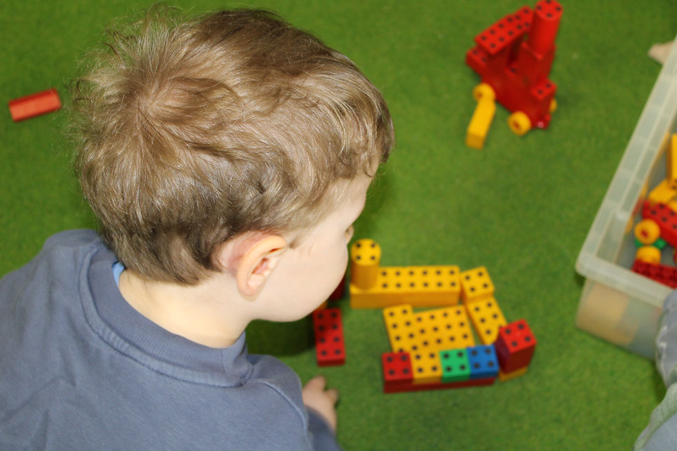 Boy playing with bricks