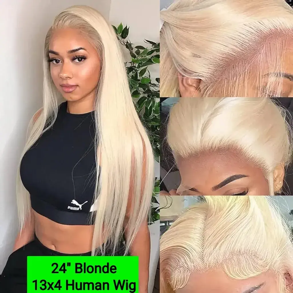 24" Blonde Straight HUMAN 13x4 Wig