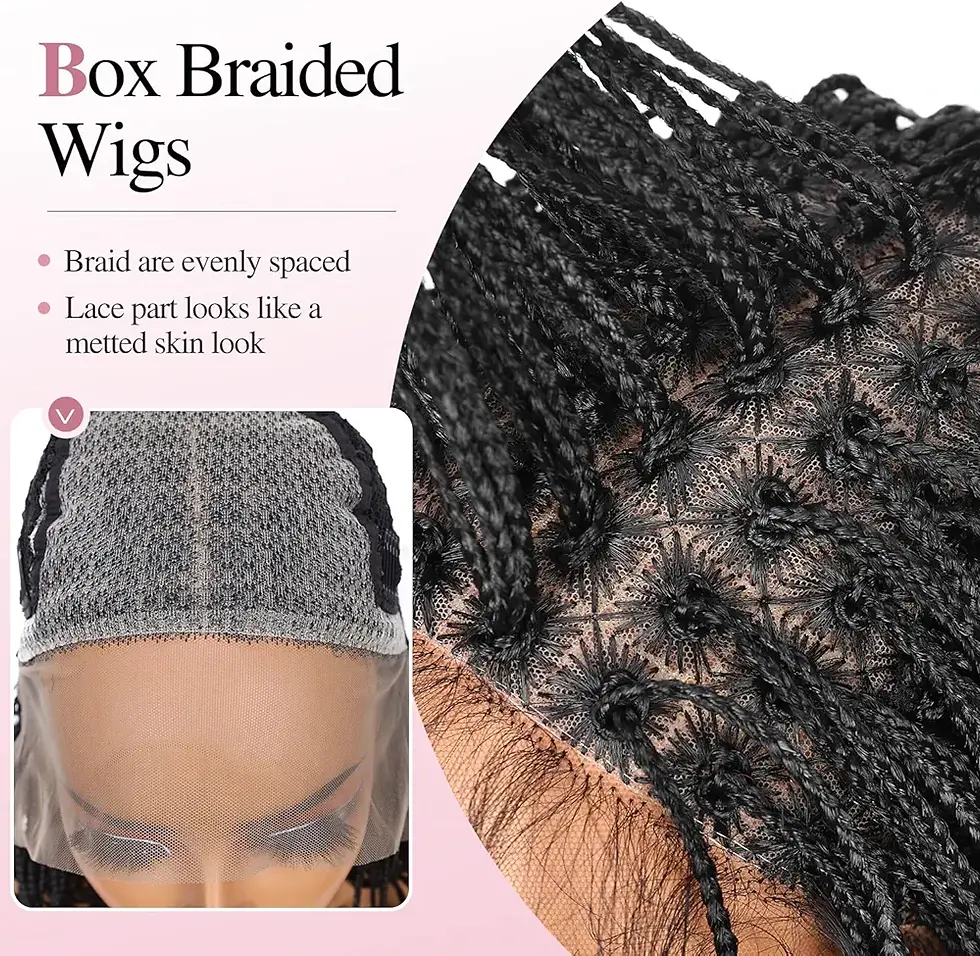 Thumbnail: 12" Glueless Black Mini Box Braid Lace Front 13x4 Hair Wig