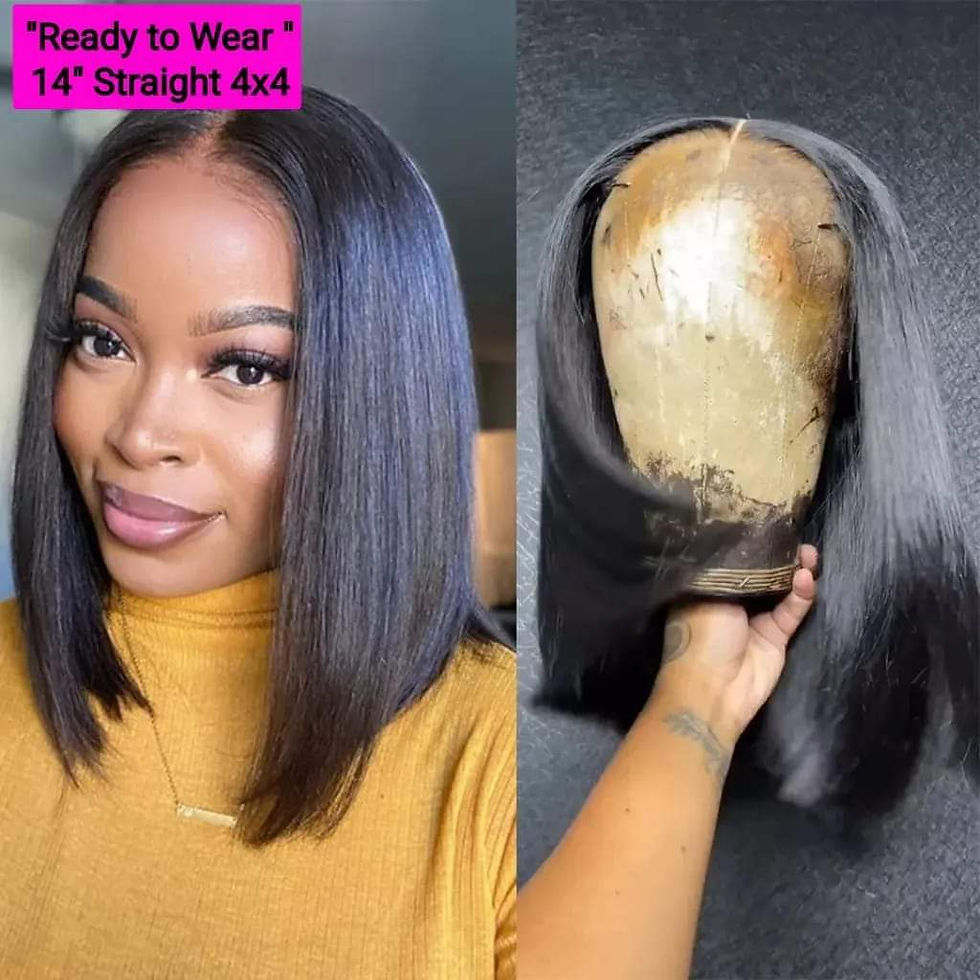 "Ready to Wear" 14" Straight HUMAN 4x4 Wig