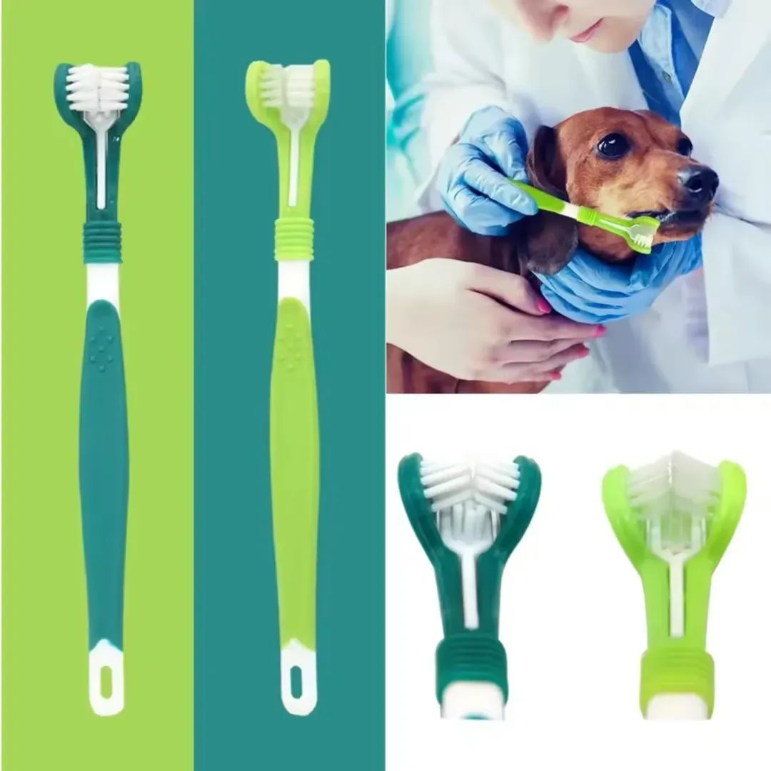 3 sided toothbrush dog cat pet care