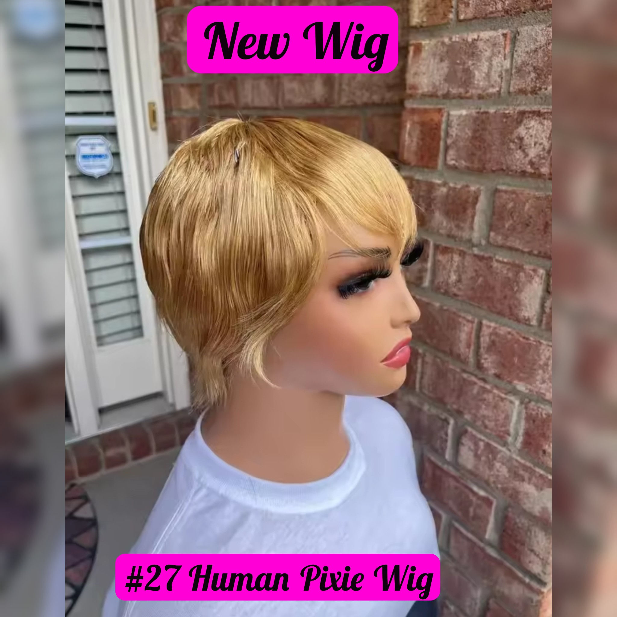 #27 Human Short Pixie Straight Wig