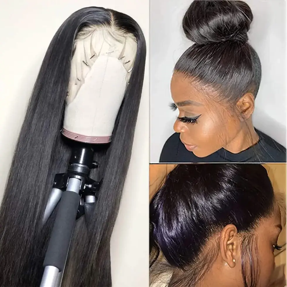 24" Black Straight HUMAN 360 Lace Front Wig