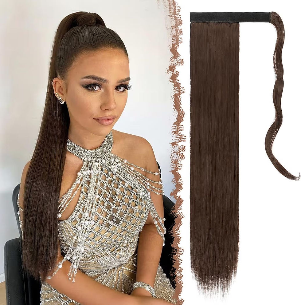 22" Brown Straight Wrap Around Ponytail Human Hair