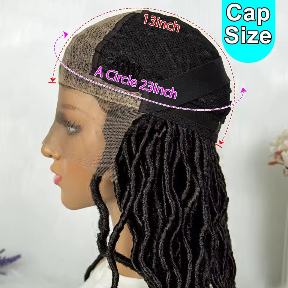 Thumbnail: 14" Glueless Black Crochet Locs Rasta Lace Front 13x4 Hair Wig