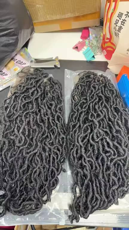 Thumbnail: 14" Glueless Black Crochet Locs Rasta Lace Front 13x4 Hair Wig