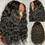 Thumbnail: 24" Black U-Part Water Wave Black HUMAN Wig
