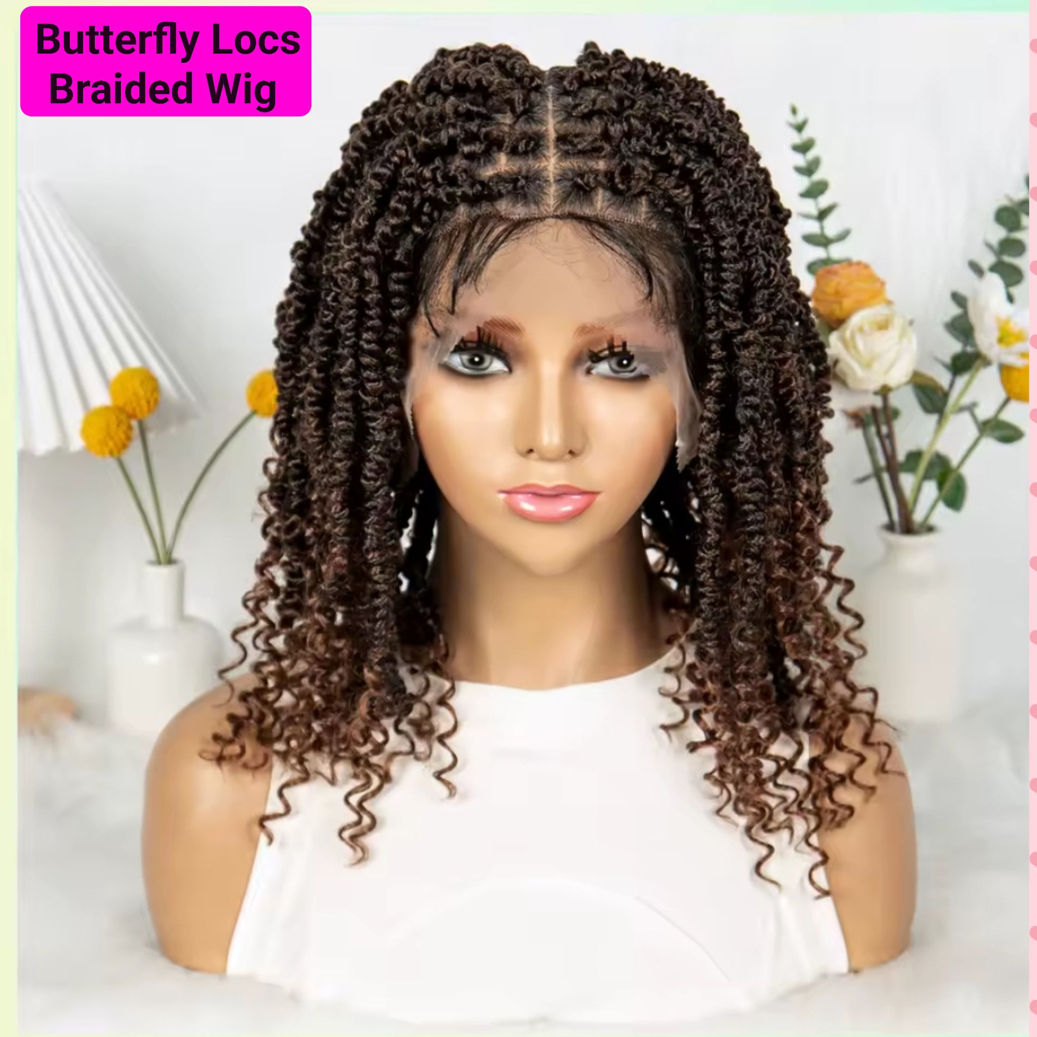 14" Glueless Brown Curly Twist Lace Front 13x4 Hair Wig