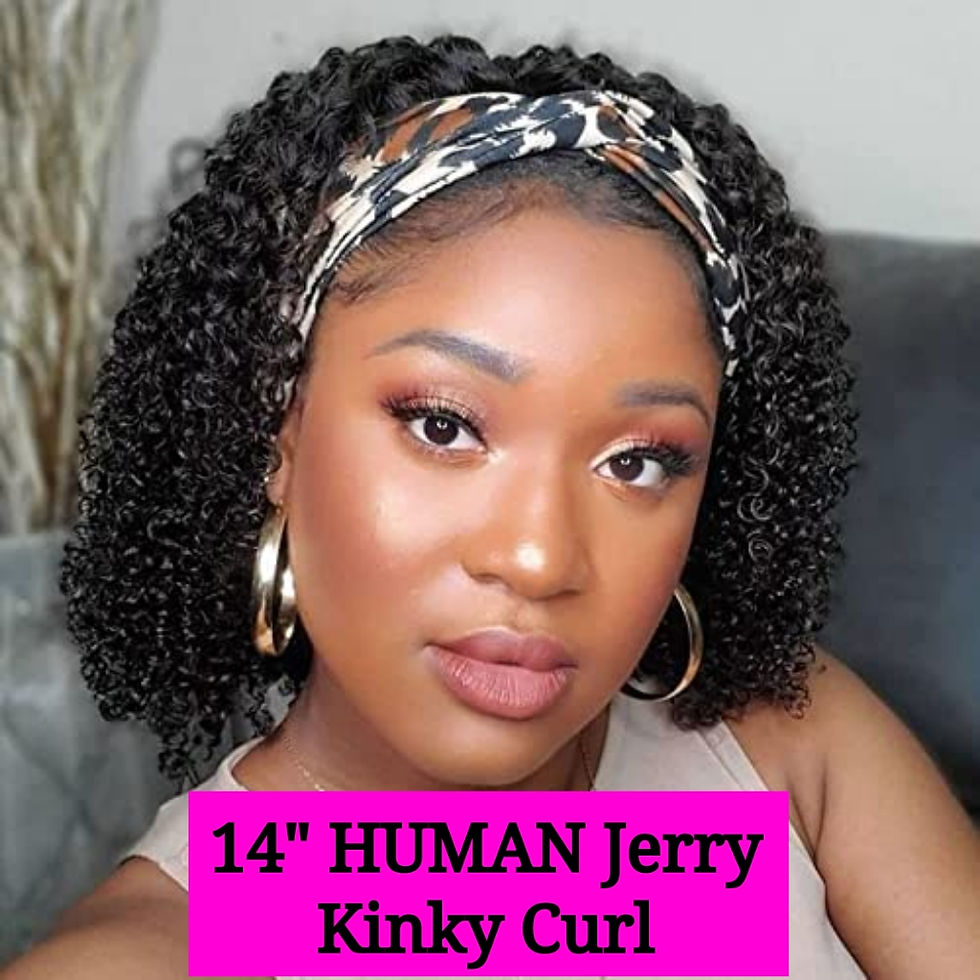 14" HUMAN Jerry Kinky Curly Headband Wig