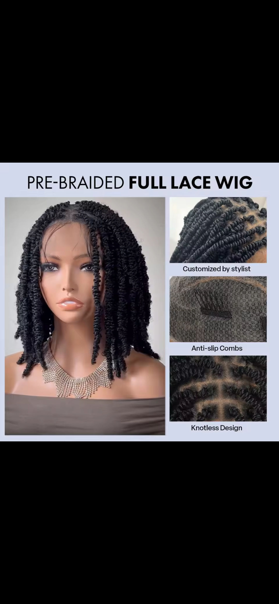 "RTW" 14" Glueless Black Butterfly Locs 13x4 Hair Wig