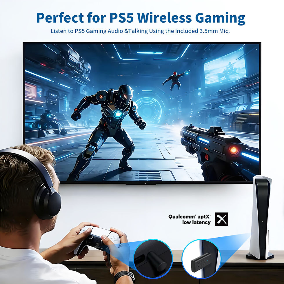 サムネイル： Bluetooth 5.3 Transmitter, APTX adaptive APTX Low Latency Dual Device Connection