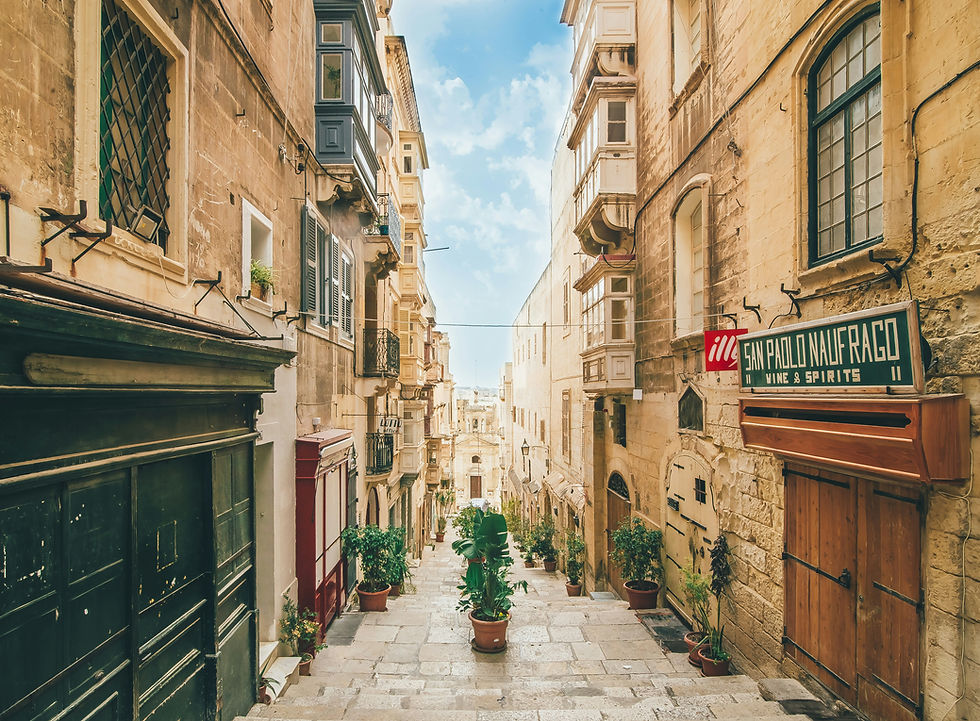Street scene in Valletta in Malta. The narrow and historic streets are amazing.