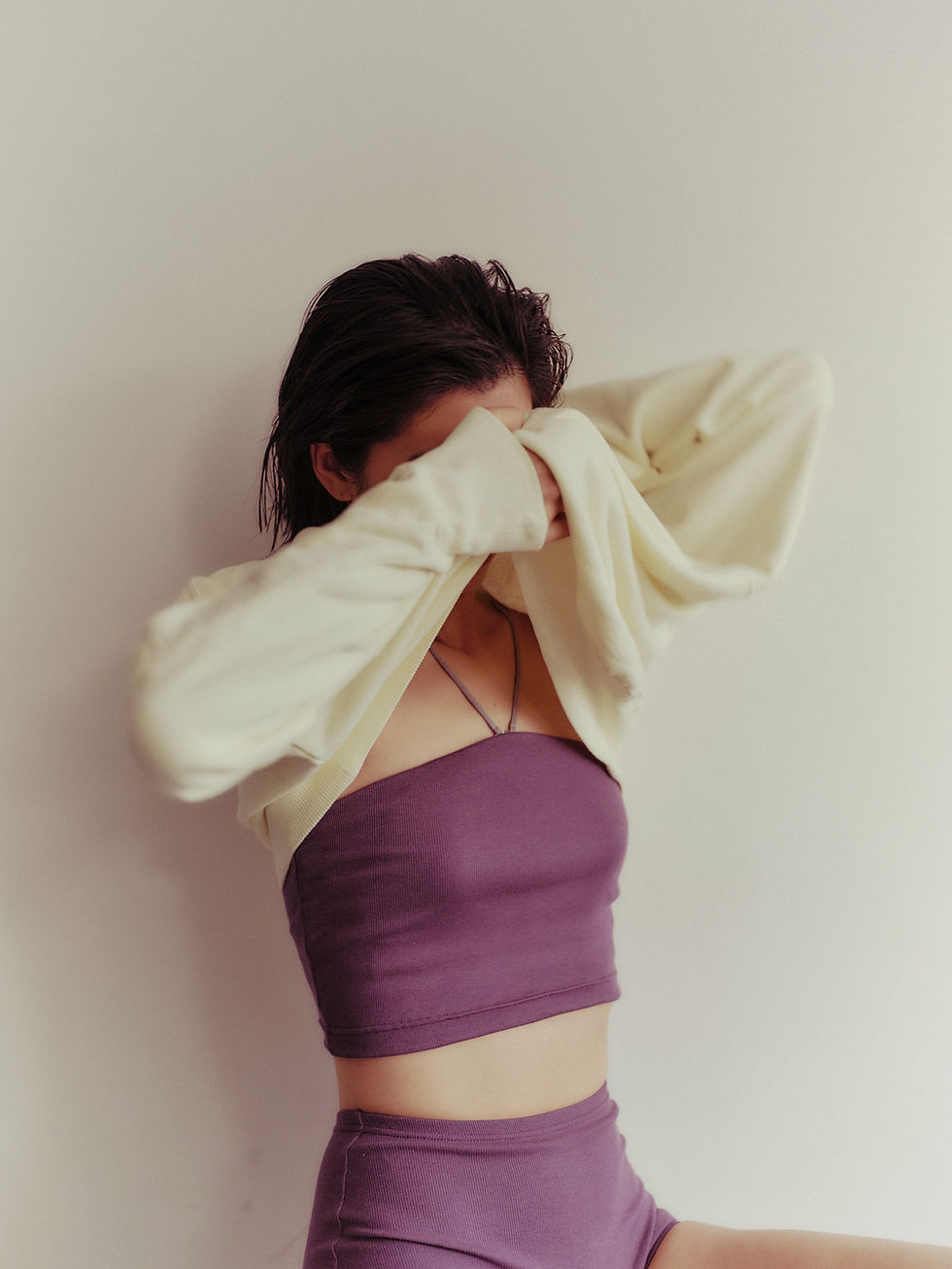 サムネイル： 【skin】Multi Rib Cropped Bra Cassis