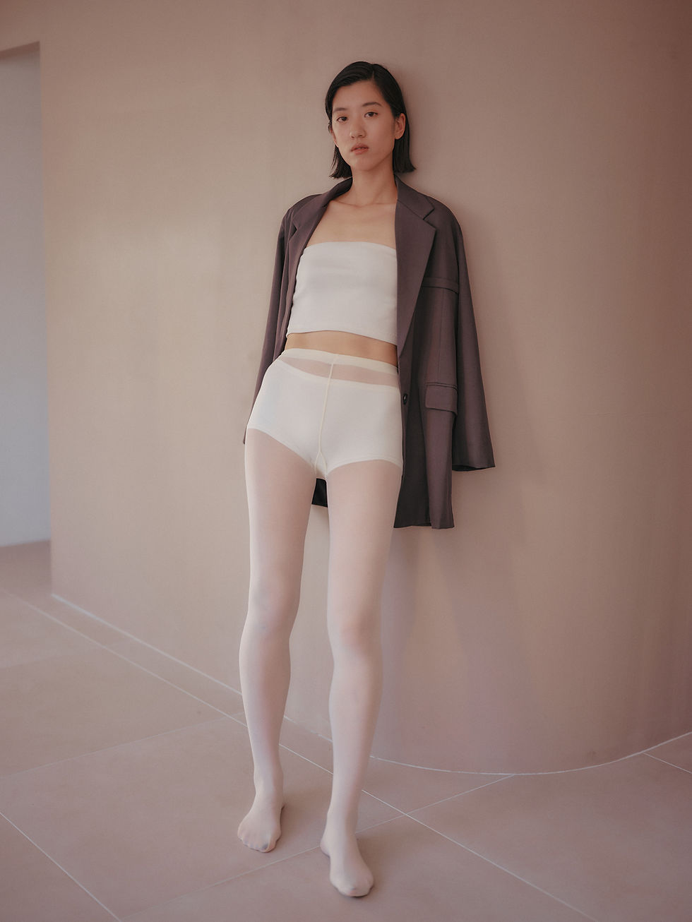 サムネイル： 【skin】Multi Rib Cropped Bra Cream