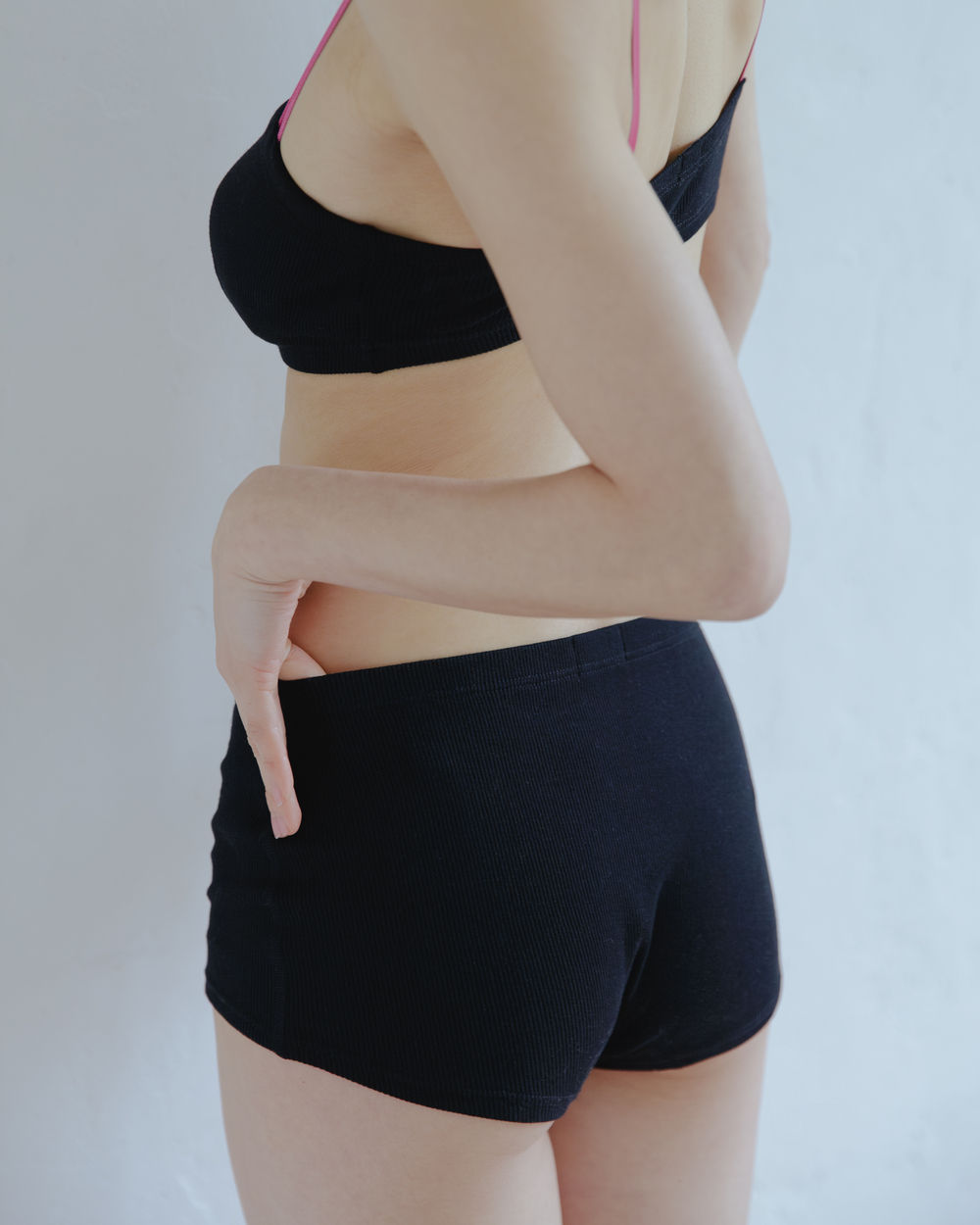 【skin】Rib Shorts Black