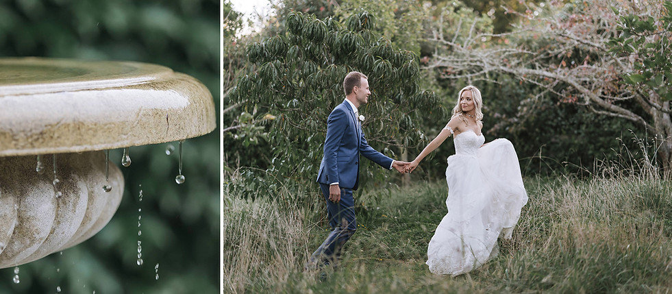 Bride and Groom in wild grasses