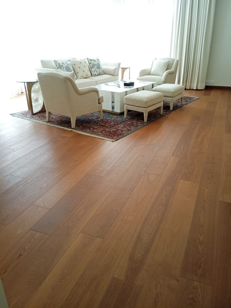 Engineered Oak Herringbone installation by Living Spaces