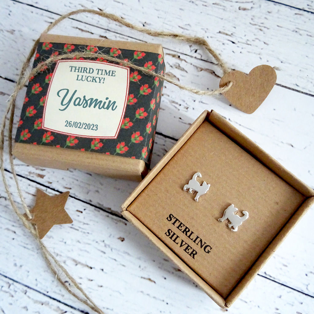 Sterling Silver Cat Stud Earrings