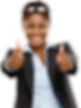 Man in suit giving double thumbs up
