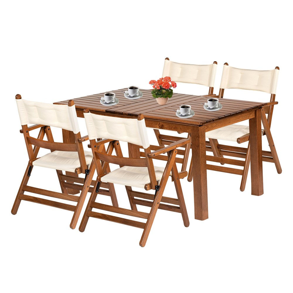 Marmaris Ahşap Masa Sandalye Takımları - Minderli 4 Kişilik Bahçe Balkon Seti