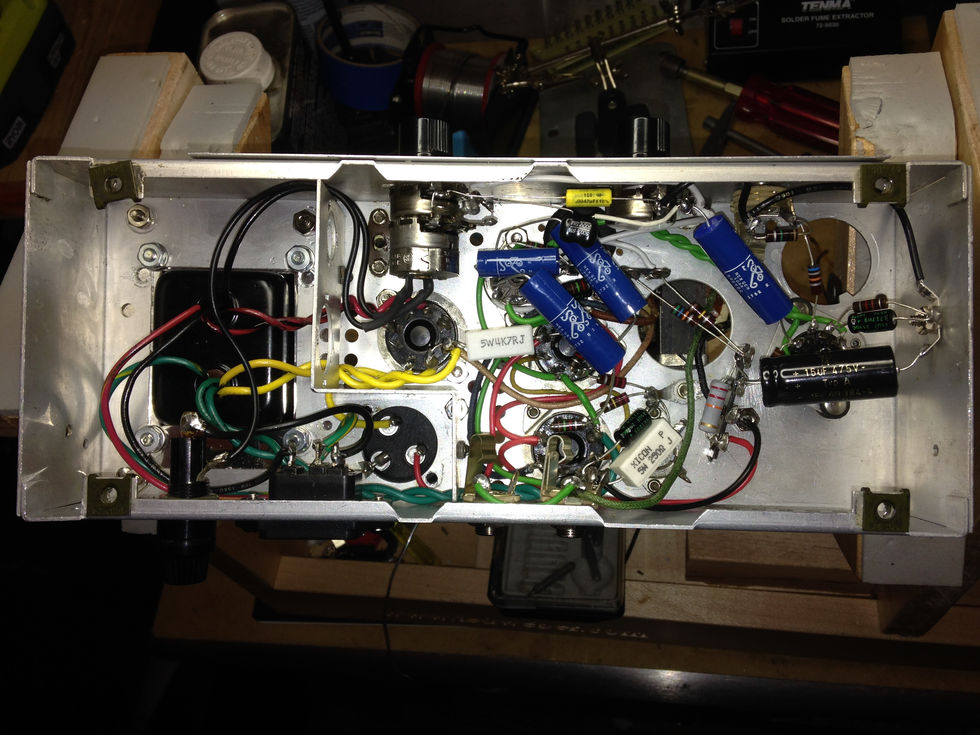 Filmosound 385 that I converted to a Fender 5E3 Circuit