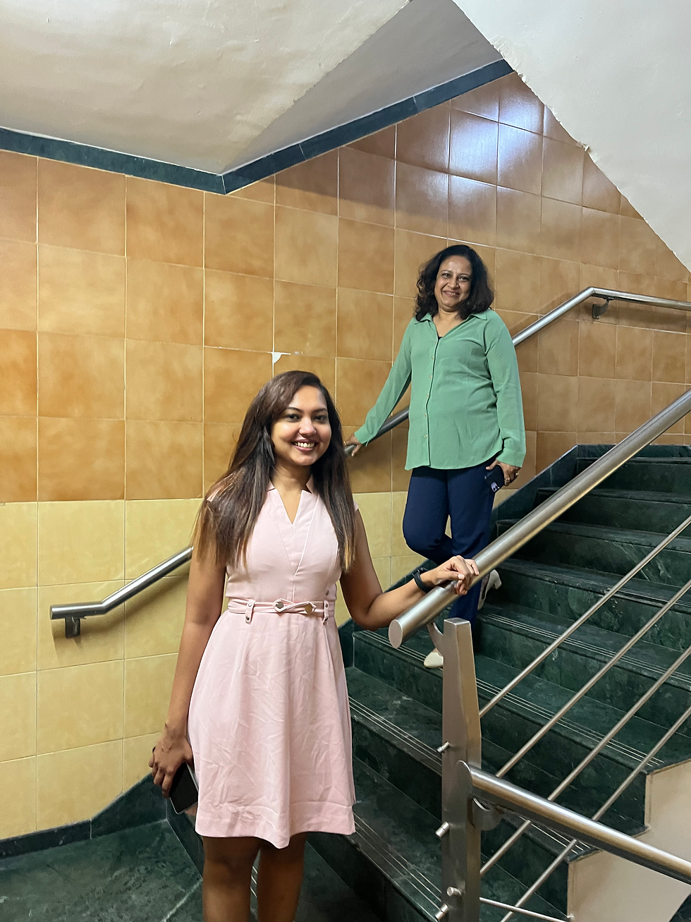 Employees taking the stairs