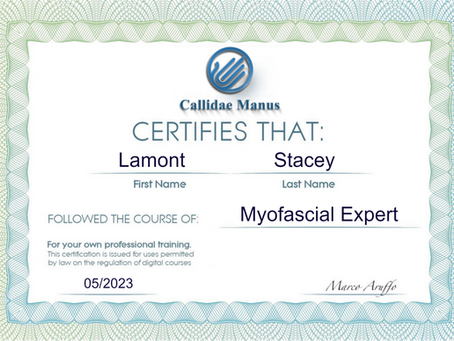 Lamont Stacey Gets Certified in Myofascial Expert Course