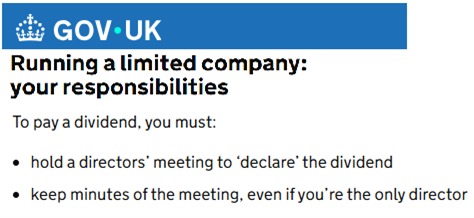 gov.uk screenshot confiming dividend voucher requirement