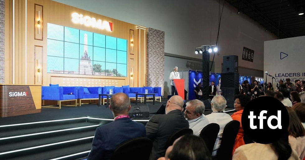 Alejandro H. Tengco delivers the keynote address during the opening ceremony of the SiGMA Asia Summit 2026 at the SMX Convention Center in Pasay City. (Photos: PAGCOR)
