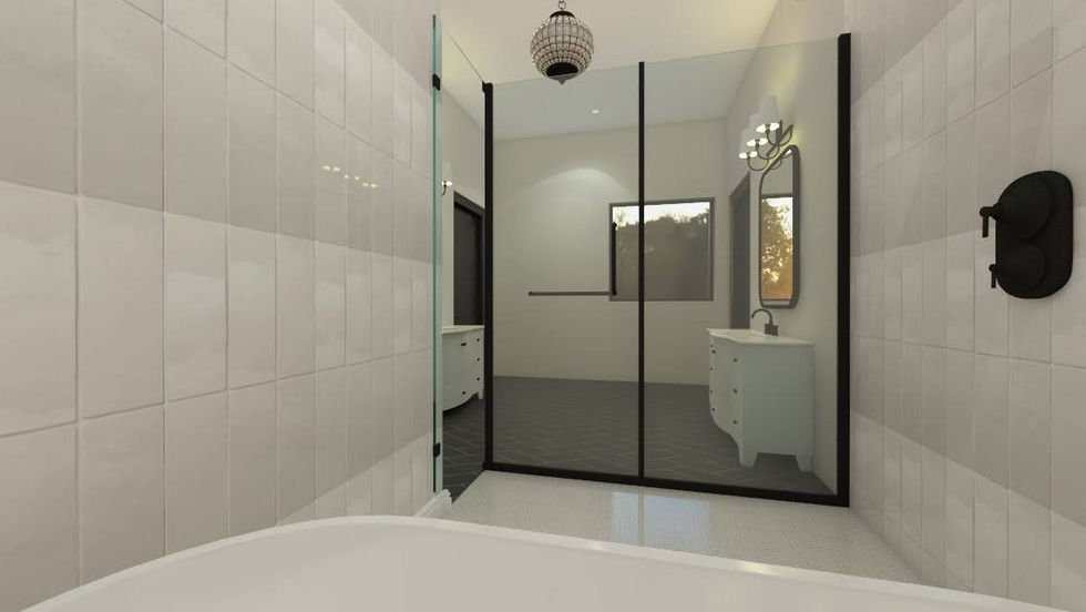 Neely Grey Design | Black + White Bathroom Rendering