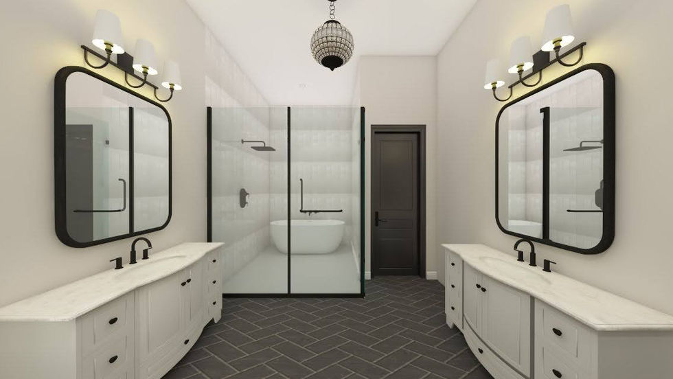 Neely Grey Design | Black + White Bathroom Rendering