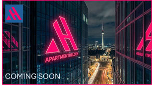 Grafik mit dem Schriftzug "APARTMENTHELDEN" und "COMING SOON" – Ankündigung eines neuen Konzept-Stores.