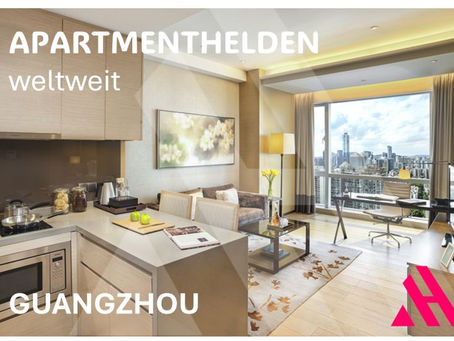 APARTMENTHELDEN weltweit in Guangzhou: hochwertiges Serviced Apartment mit offener Küche, Arbeitsplatz und weitem Stadtblick.