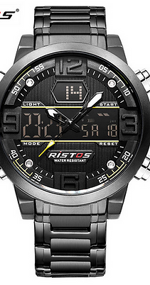 RISTOS Rvs Mens Sport Analoge Watch WristWatch Multifunctional Mode