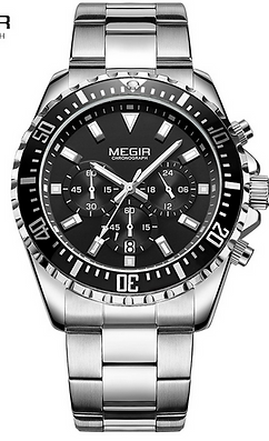 Megir Analoge Mens Chronograaf Quartz Watch With Rvs Bracelete