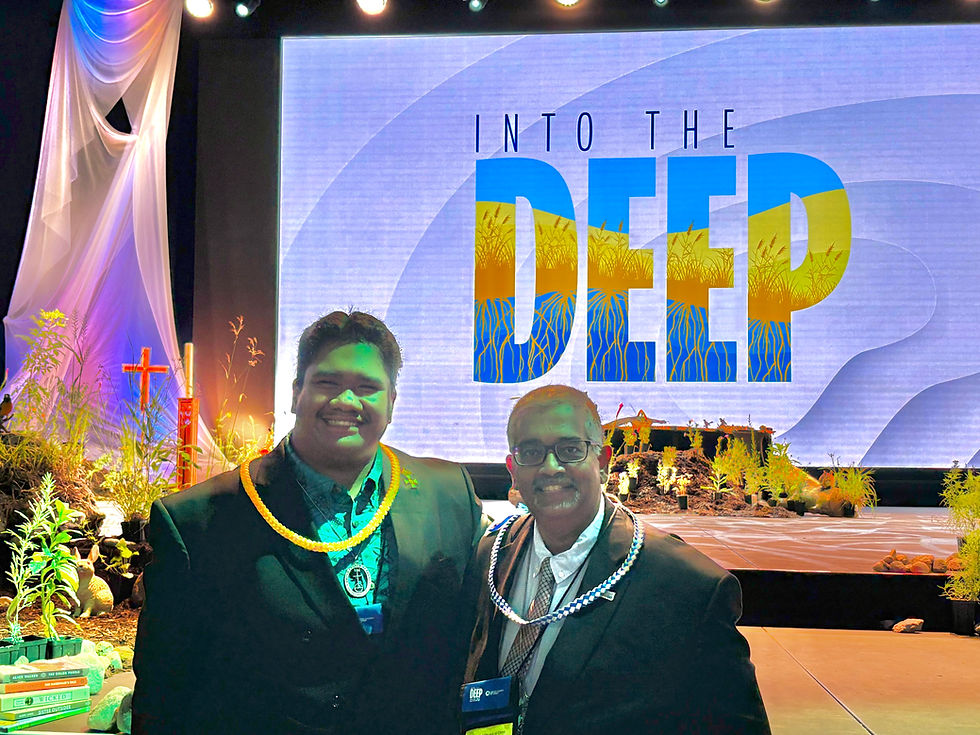 Taha‘a Kahele with Rushan Sinnaduray (Moderator of General Synod 35 and pastor at Central Union Church in Honolulu)