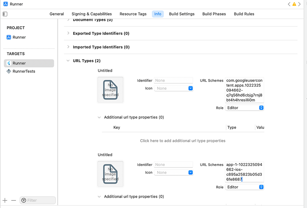 Xcode URL Types fields