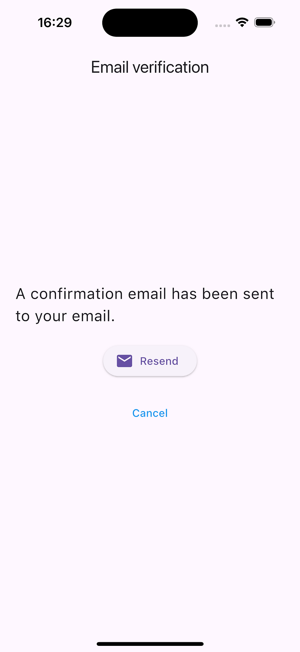 Email verification screen